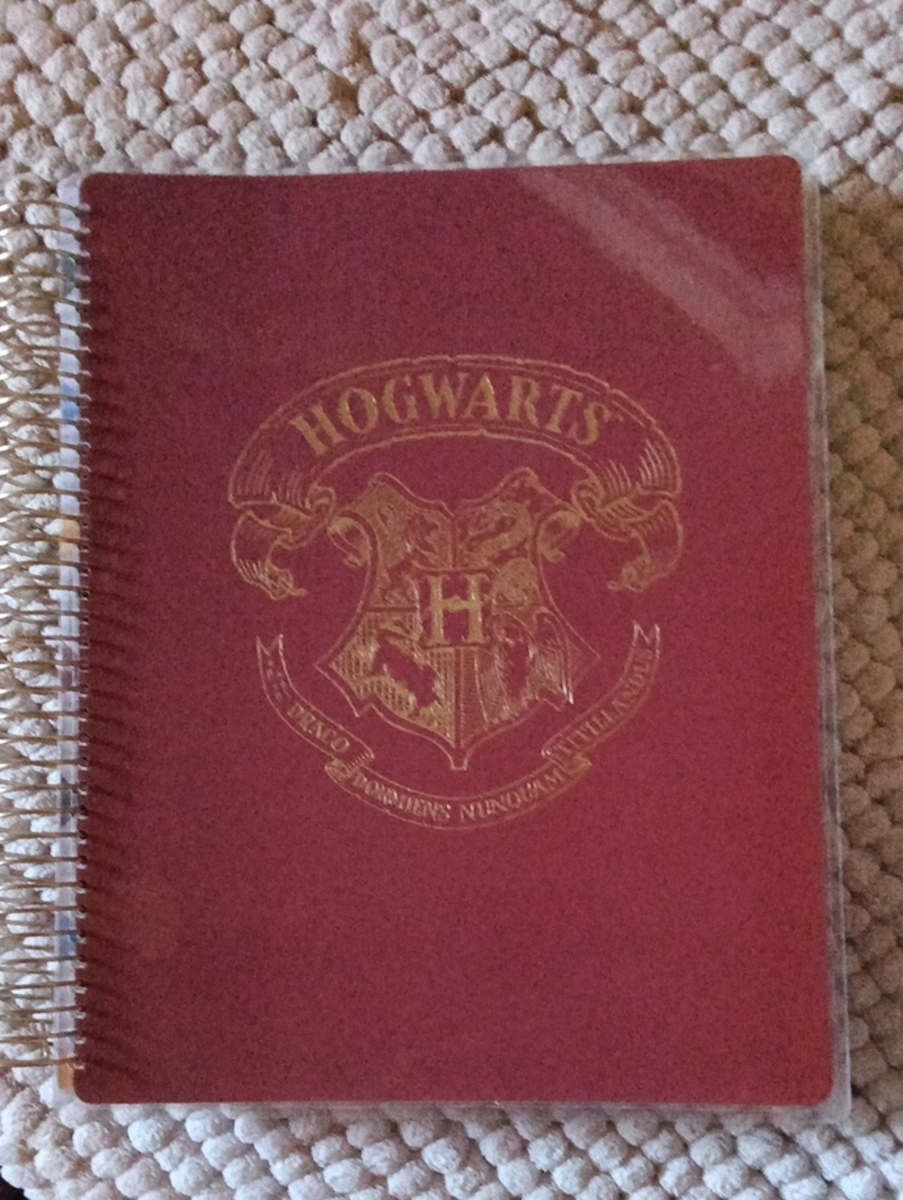 Hogwarts Red Spiral Calendar Planner with Gold Crest And 2 Pages Stickers